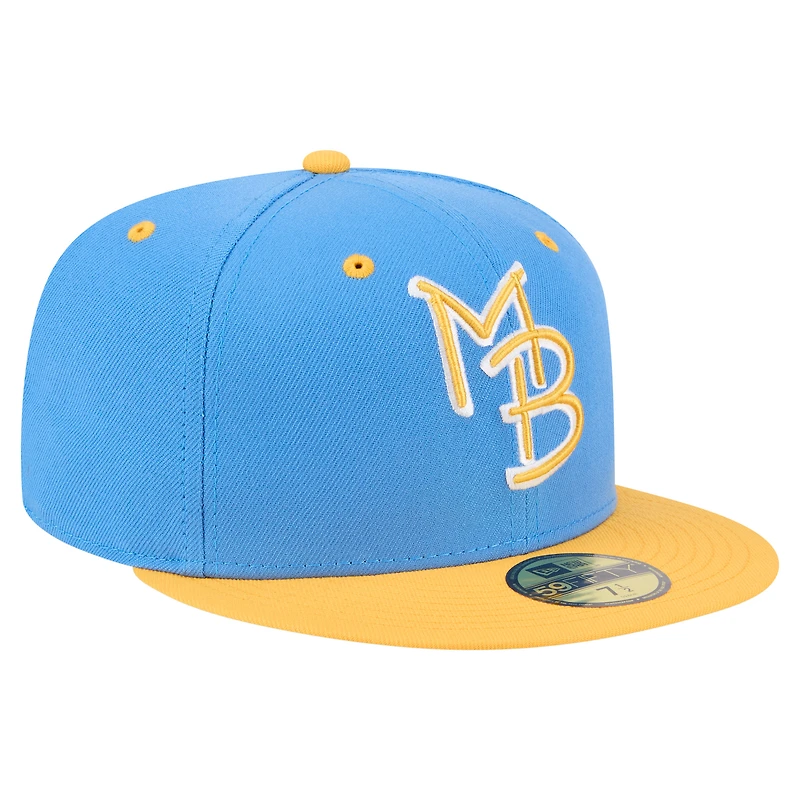 Casquette ajustée 59FIFTY Myrtle Beach Pelicans pour homme New Era bleu/jaune Authentic Collection