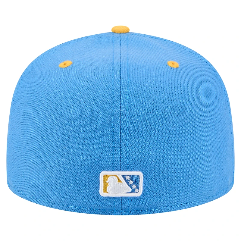 Casquette ajustée 59FIFTY Myrtle Beach Pelicans pour homme New Era bleu/jaune Authentic Collection