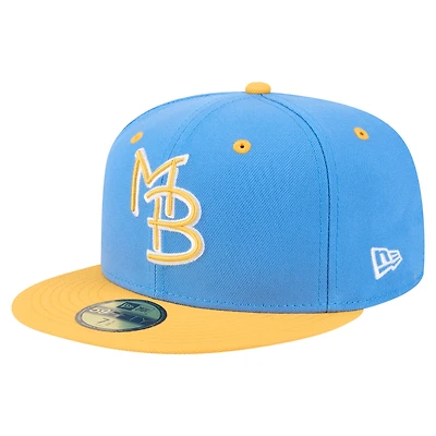 Casquette ajustée 59FIFTY Myrtle Beach Pelicans pour homme New Era bleu/jaune Authentic Collection