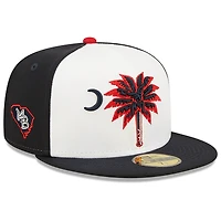 Casquette ajustée New Era pour homme Myrtle Beach Pelicans Theme Night 59FIFTY blanche/noire