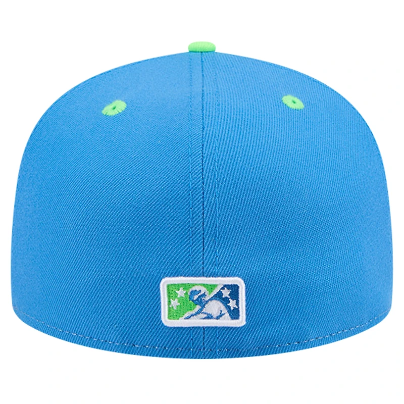 Casquette ajustée New Era White Myrtle Beach Pelicans Theme Night Pelisaurus Rex 59FIFTY pour hommes