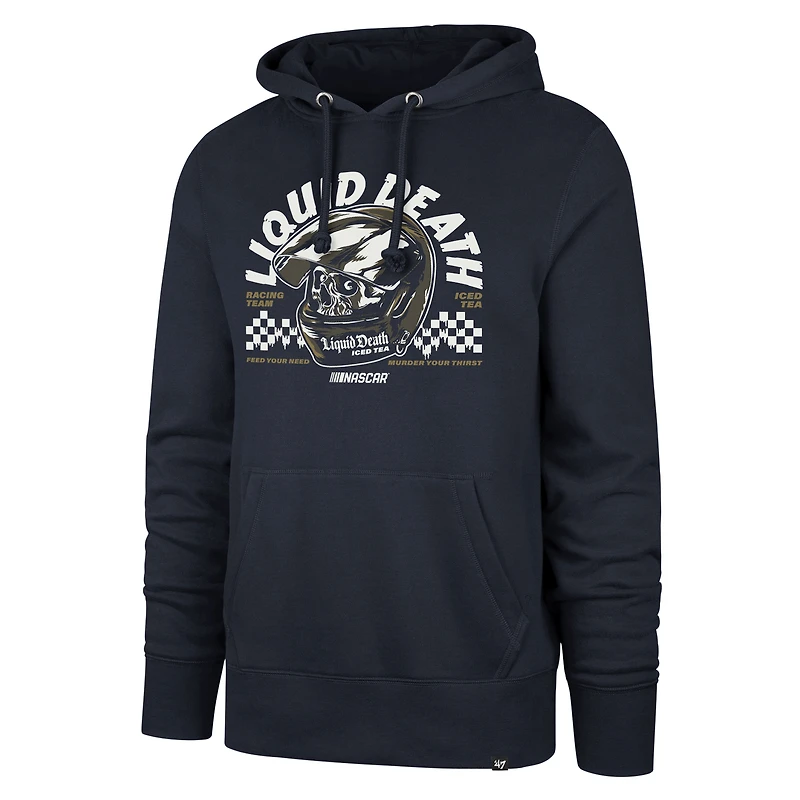 Men's '47  Navy NASCAR Liquid Death Imprint Headline Pullover Hoodie