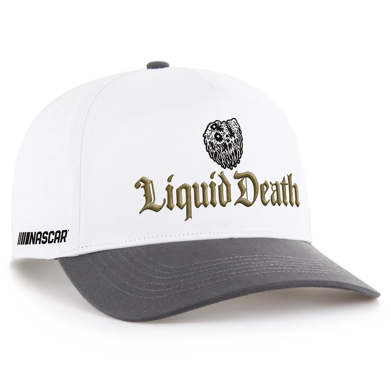 Casquette ajustable bicolore NASCAR Liquid Death Triple Hit pour homme, modèle blanc « 47 »
