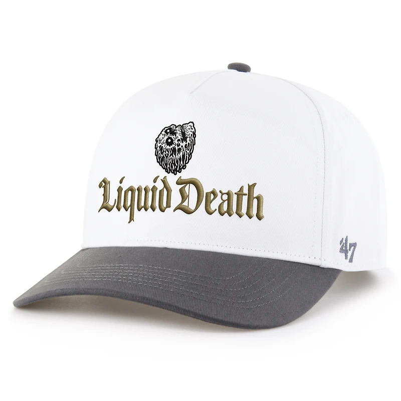 Casquette ajustable bicolore NASCAR Liquid Death Triple Hit pour homme, modèle blanc « 47 »