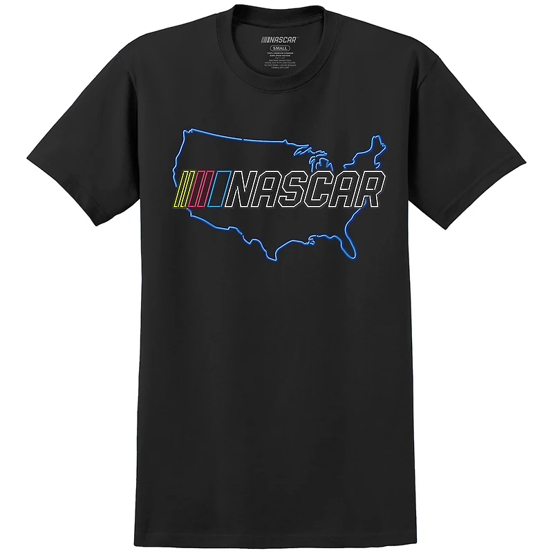 Men's Black NASCAR Neon Map T-Shirt