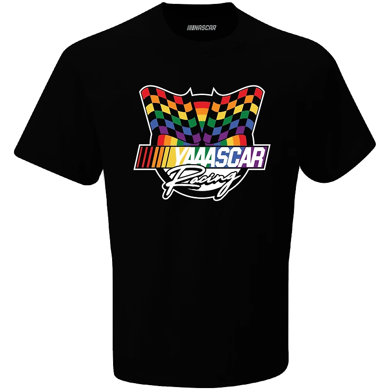 Men's Checkered Flag Black NASCAR YAAASCAR Pride T-Shirt