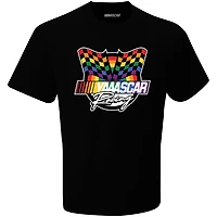 T-shirt de course NASCAR blanc pour homme avec drapeau à damier