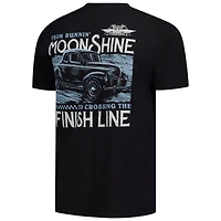 T-shirt noir à carreaux pour homme NASCAR Moonshine Finish Line, imprimé drapeau damier