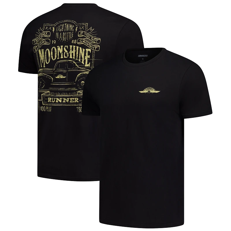 T-shirt noir a carreaux NASCAR 2-Spot Moonshine Lightning Bottle pour homme