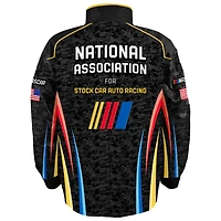 Men's Checkered Flag Sports Black NASCAR  Full-Snap Nylon Uniform Jacket
