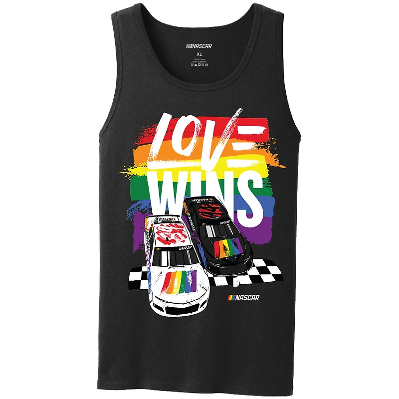 Men's Checkered Flag Sports Black NASCAR Love Wins Pride Tank Top