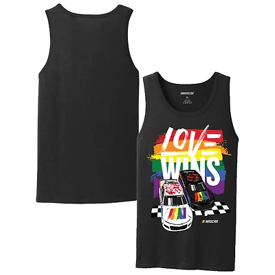 Men's Checkered Flag Sports Black NASCAR Love Wins Pride Tank Top