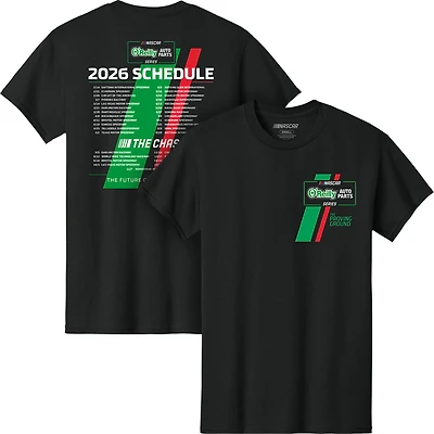 Men's Checkered Flag Sports Black NASCAR O'Reilly Auto Parts Series 2026 Schedule T-Shirt