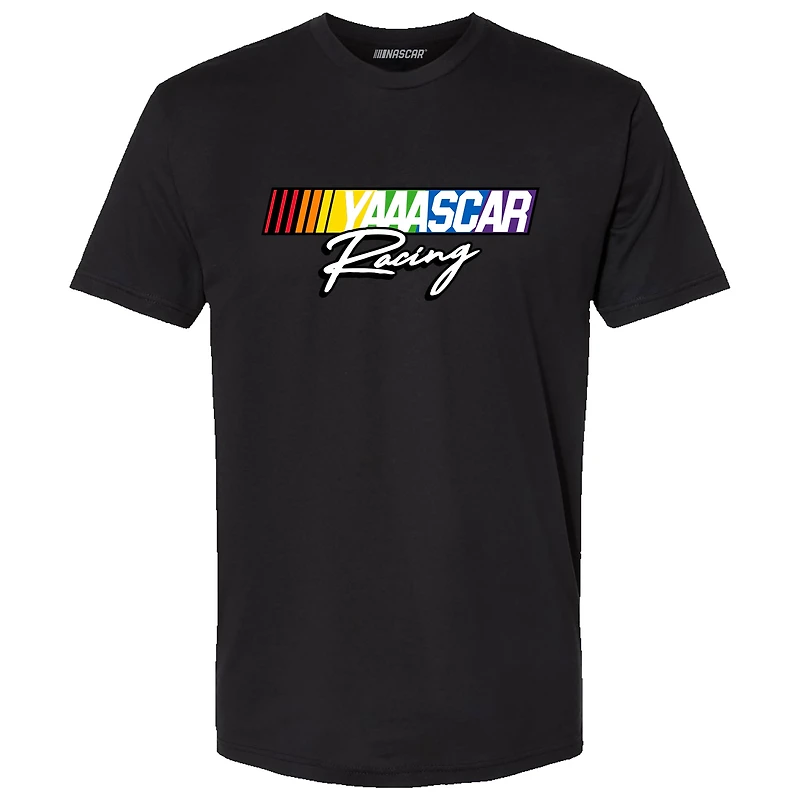 T-shirt de course NASCAR noir pour homme avec drapeau à damier