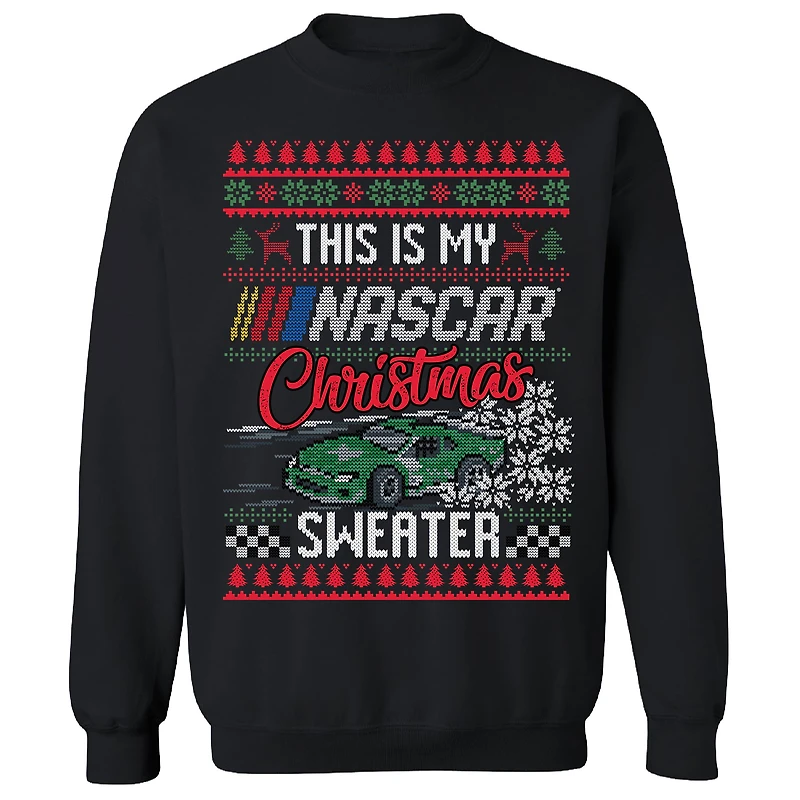 Men's Checkered Flag Sports Black NASCAR Ugly Holiday Sweater