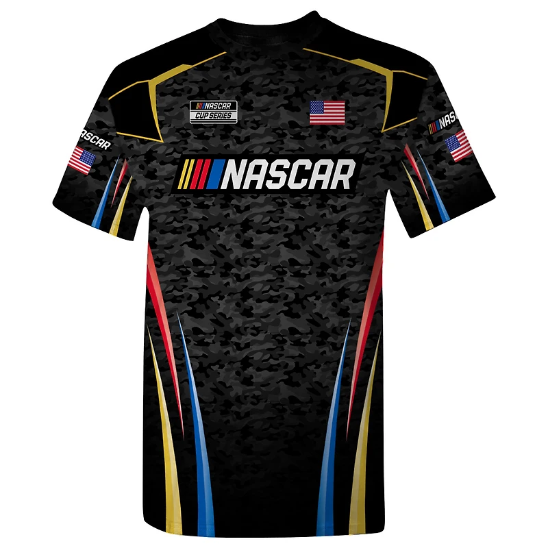 T-shirt d'uniforme NASCAR noir à damier pour hommes