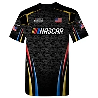 T-shirt d'uniforme NASCAR noir à damier pour hommes