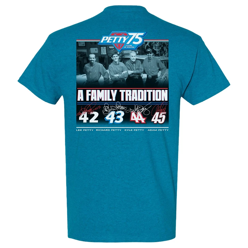 T-shirt à damier pour hommes, sport, bleu, NASCAR, 75 ans de course, Petty Family Tradition