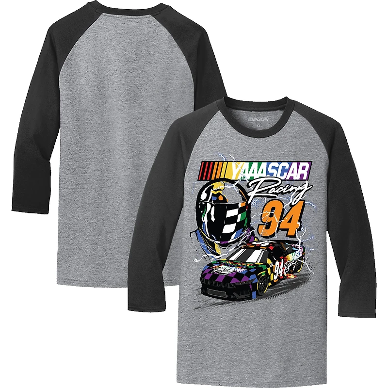 T-shirt à damier pour hommes, sport, gris, NASCAR YAAASCAR Pride Ringer