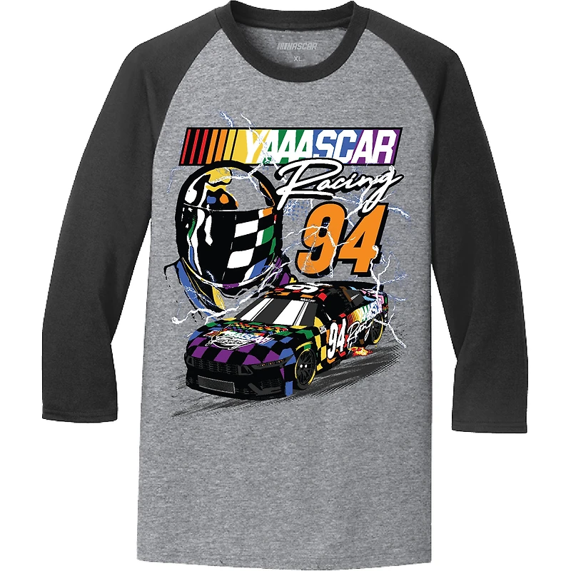 T-shirt à damier pour hommes, sport, gris, NASCAR YAAASCAR Pride Ringer