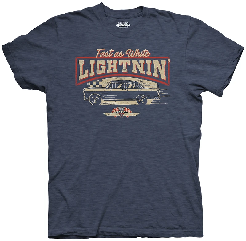 T-shirt à damier pour hommes Sports Heather Blue NASCAR Fast As White Lightnin'