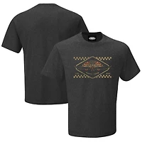 T-shirt de style vie NASCAR à damier pour homme, couleur anthracite chiné