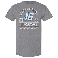 T-shirt gris chiné pour homme avec drapeau à damier et alignement des équipes séries éliminatoires