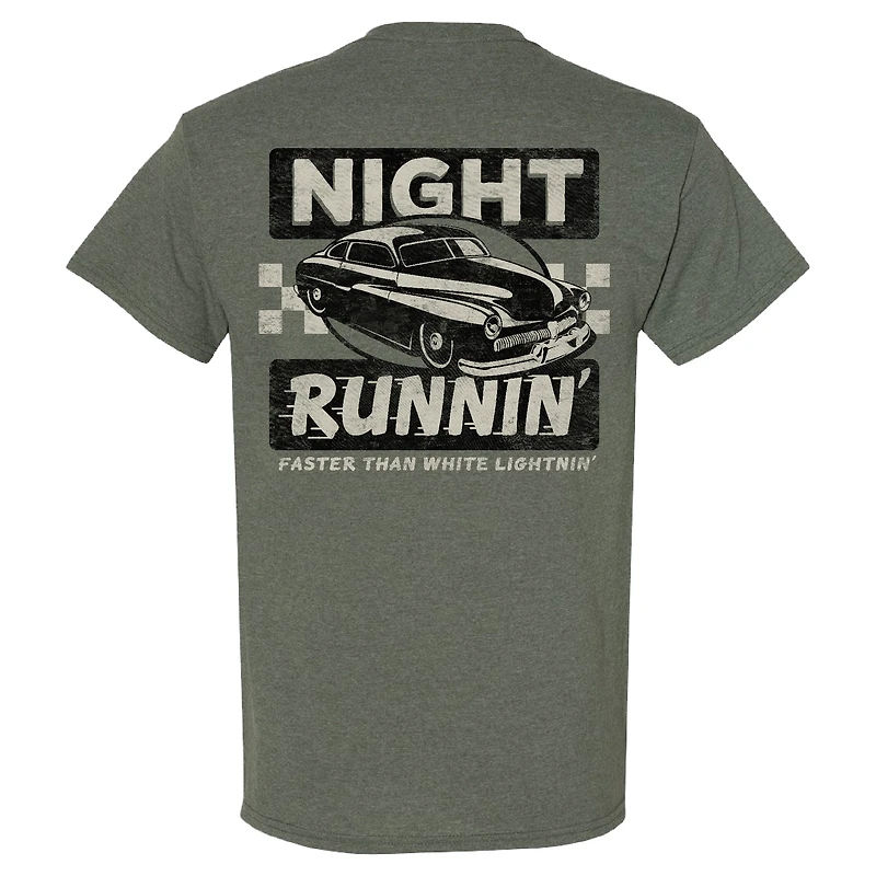 Men's Checkered Flag Sports Heather Green NASCAR Night Runnin' T-Shirt