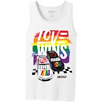 Men's Checkered Flag Sports White NASCAR Love Wins Pride Tank Top