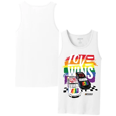 Débardeur à damier pour hommes Sports White NASCAR Love Wins Pride