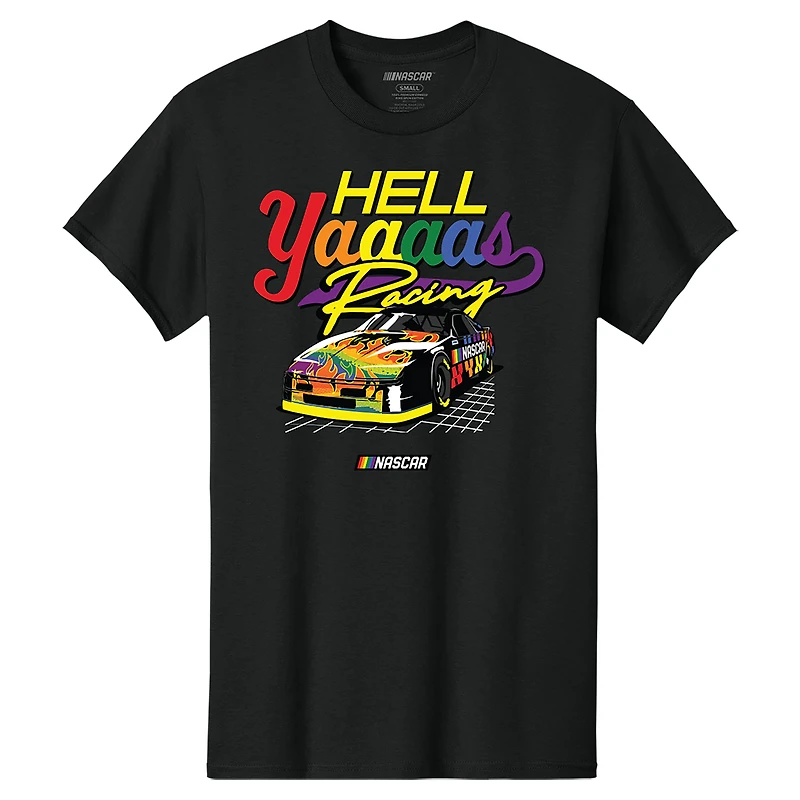 Men's Classic Ink White NASCAR Hell Yaaaas Racing Pride T-Shirt