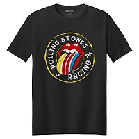 T-shirt homme classique noir à encre Rolling Stones x NASCAR avec badge circulaire
