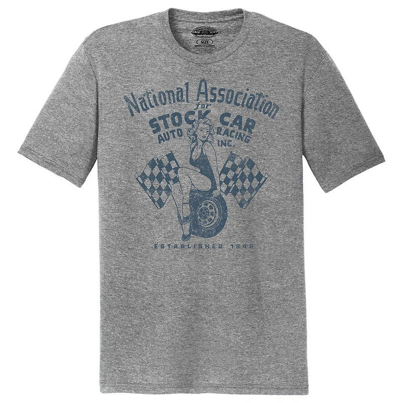 Men's  Gray NASCAR Stock Car Auto Racing Tri-Blend T-Shirt