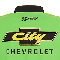 Men's JH Design Black/Green NASCAR City Chevrolet Legend Full-Snap Twill Uniform Jacket