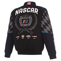 Men's JH Design Black NASCAR 2026 Full-Snap Twill Racing Jacket