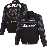 Men's JH Design Black NASCAR 2026 Full-Snap Twill Racing Jacket