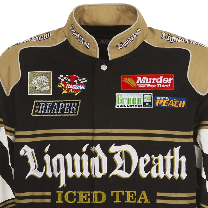 Veste d'uniforme en sergé à boutons-pression NASCAR Liquid Death noire JH Design pour homme