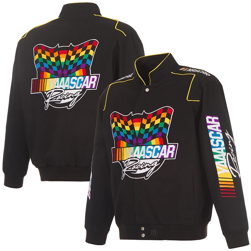 Men's JH Design Black NASCAR Merchandise YAAASCAR Pride Full-Snap Jacket