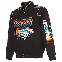 Veste à boutons-pression JH Design noire pour homme, collection NASCAR YAAASCAR Pride