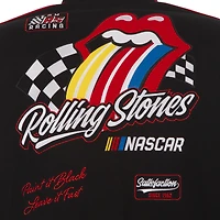 Men's JH Design Black Rolling Stones x NASCAR Full-Snap Twill Racing Jacket