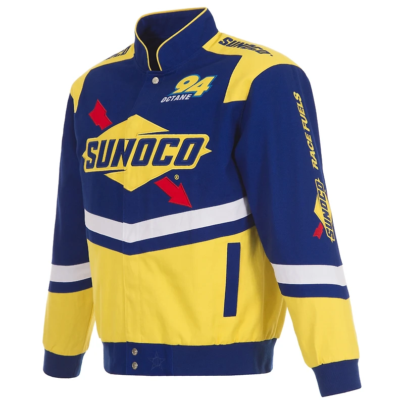 Veste d'uniforme en sergé à boutons-pression JH Design Royal/Jaune NASCAR Sunoco pour hommes