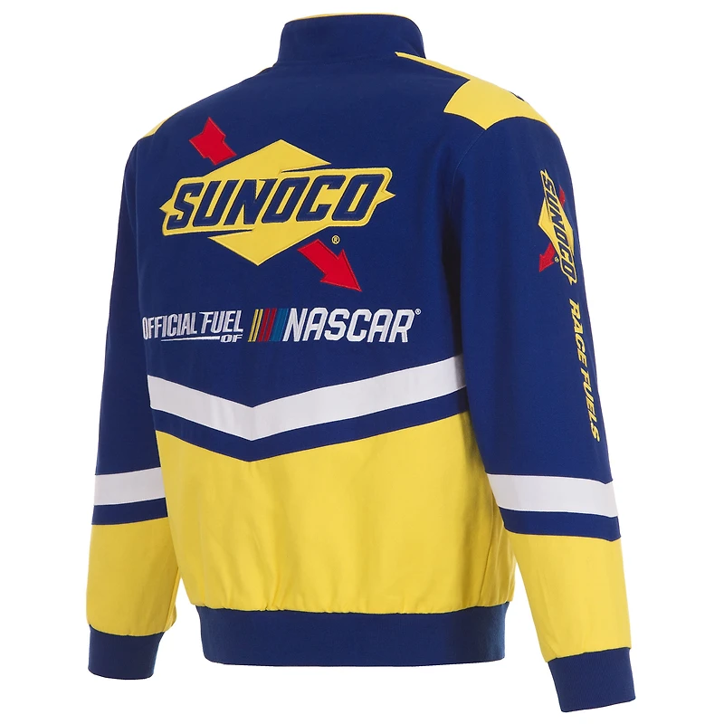 Men's JH Design Royal/Yellow NASCAR Sunoco Full-Snap Twill Uniform Jacket