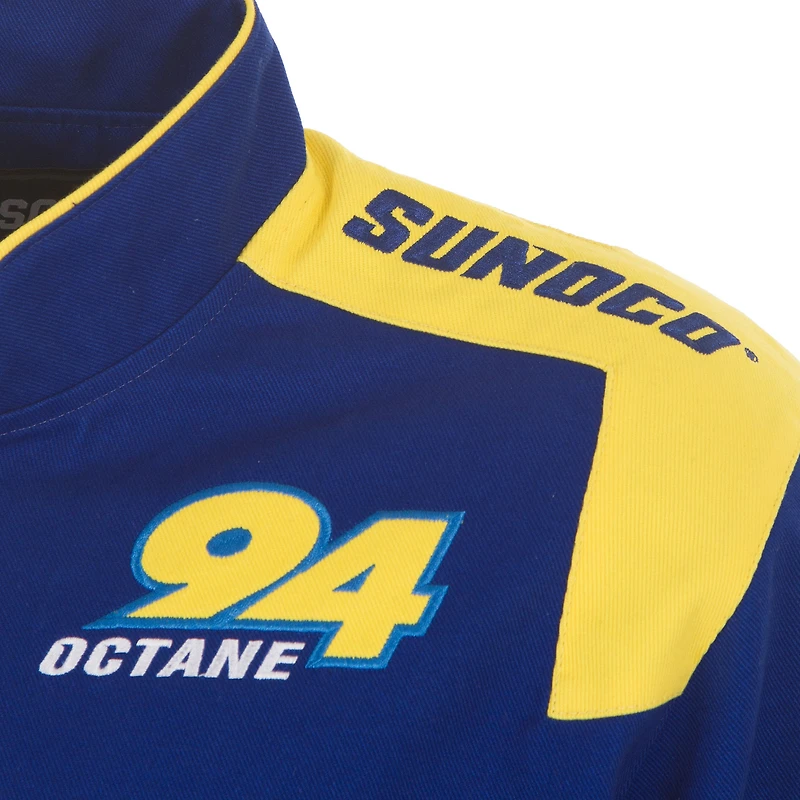 Veste d'uniforme en sergé à boutons-pression JH Design Royal/Jaune NASCAR Sunoco pour hommes