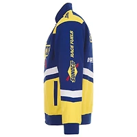 Veste d'uniforme en sergé à boutons-pression JH Design Royal/Jaune NASCAR Sunoco pour hommes
