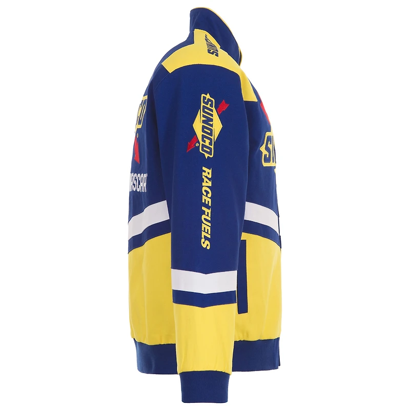 Men's JH Design Royal/Yellow NASCAR Sunoco Full-Snap Twill Uniform Jacket