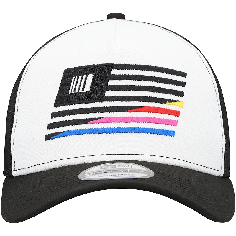 Men's New Era  Black/White NASCAR 9FORTY A-Frame Trucker Snapback Hat