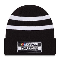 Men's New Era  Black/White NASCAR Cup Series Cuffed Knit Hat