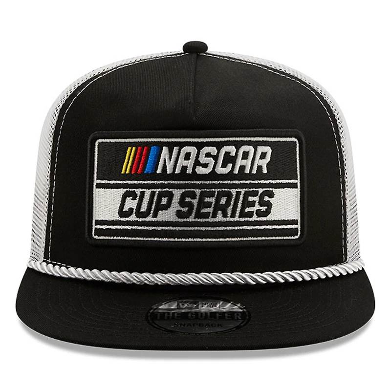 Men's New Era Black/White NASCAR Golfer Snapback Adjustable Hat