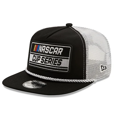Men's New Era Black/White NASCAR Golfer Snapback Adjustable Hat