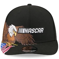 Casquette snapback New Era 9FIFTY noire pour homme avec logo NASCAR.